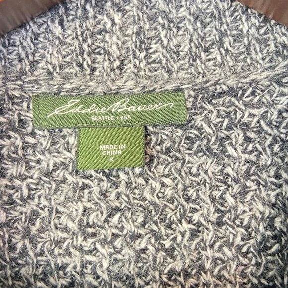 Eddie Bauer• classic black gray wool button closure cardigan sweater small - Picture 3 of 7